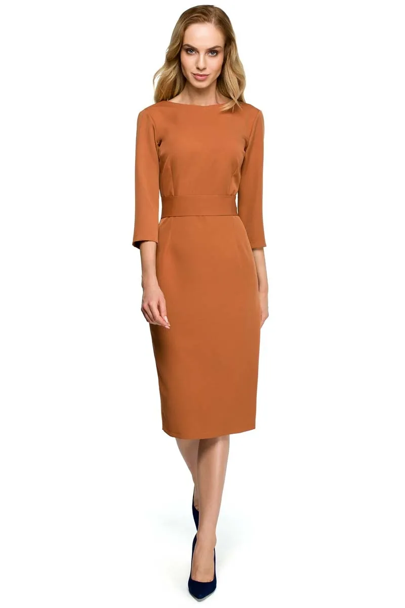 Sukienka z podkreśloną talią - ruda - Rozmiar: S