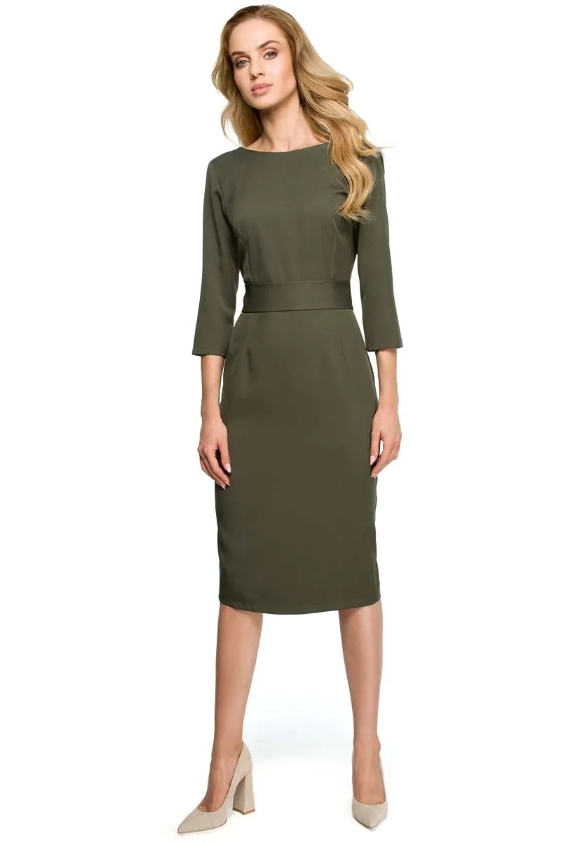 Sukienka z podkreśloną talią - khaki - Rozmiar: L