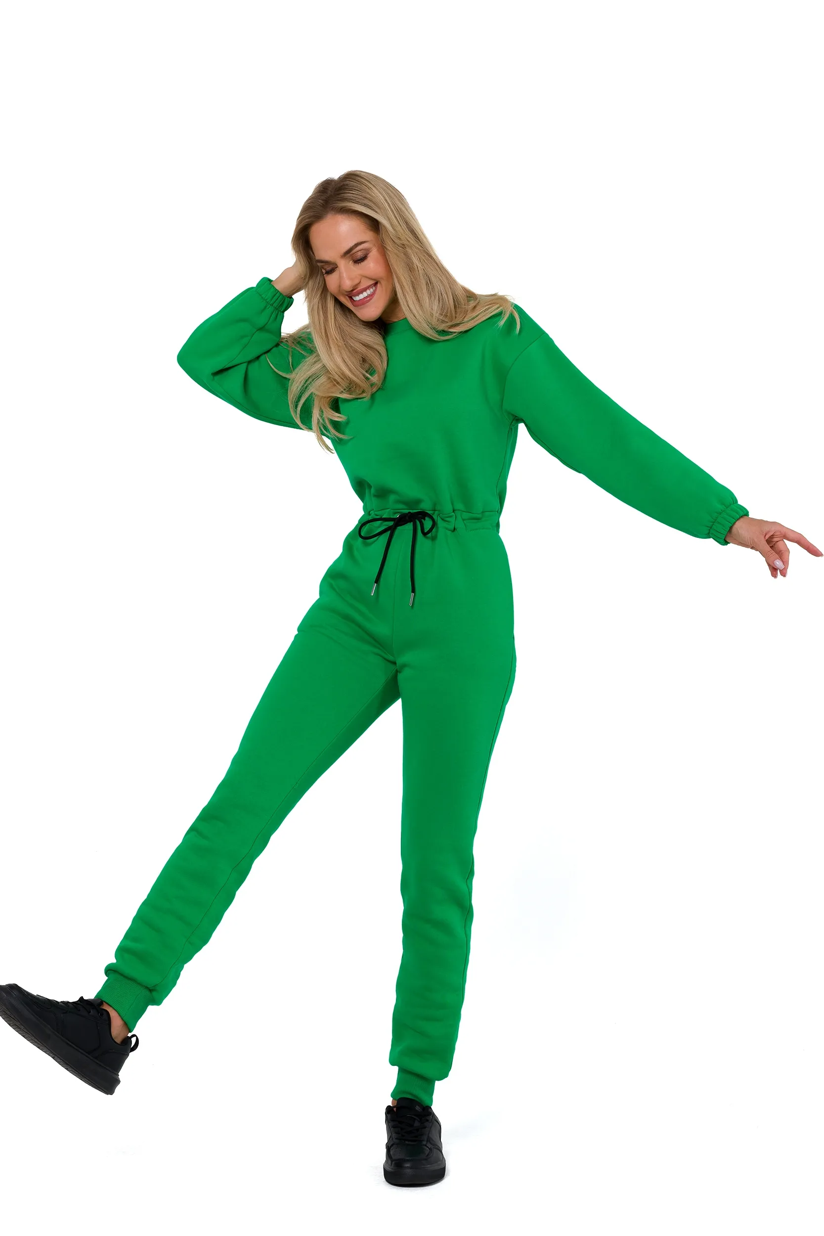 Wygodny Kombinezon z Dzianiny Dresowej - Zielony