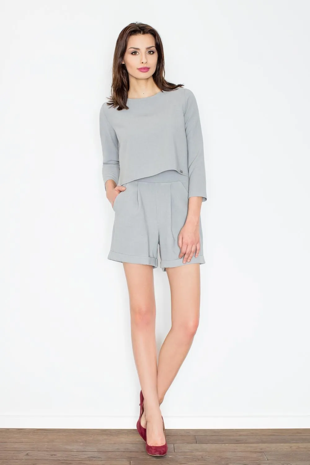 Szary Stylowy i Modny Kombinezon na Lato