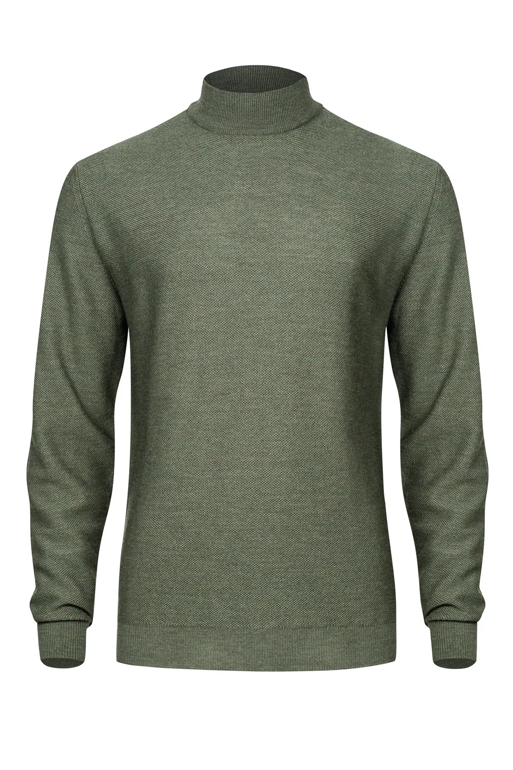 Męski półgolf z wełny merino oliwkowy XXXL