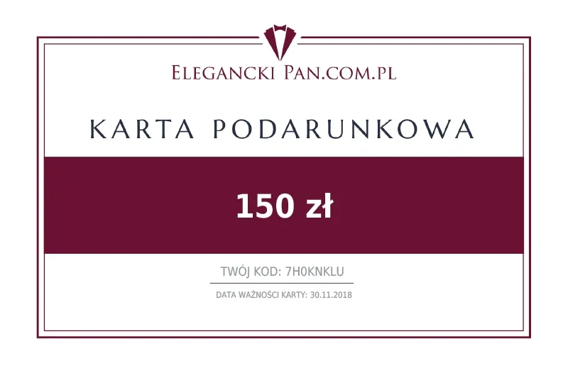 Karta podarunkowa do sklepu EleganckiPan.com.pl 150 zł