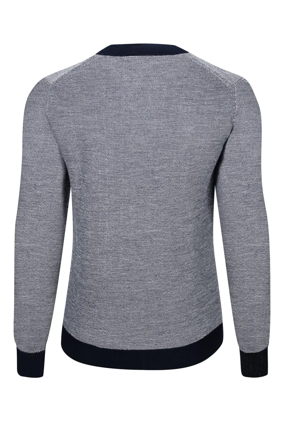 Granatowo-szary męski sweter zapinany na guziki z wełny merino XL