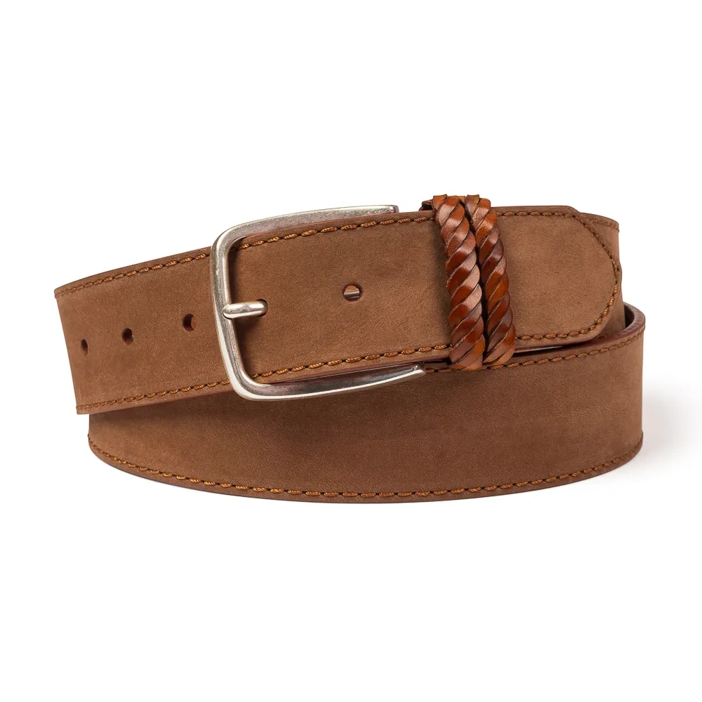 Pasek męski skórzany, nubuk cognac VAN THORN 95