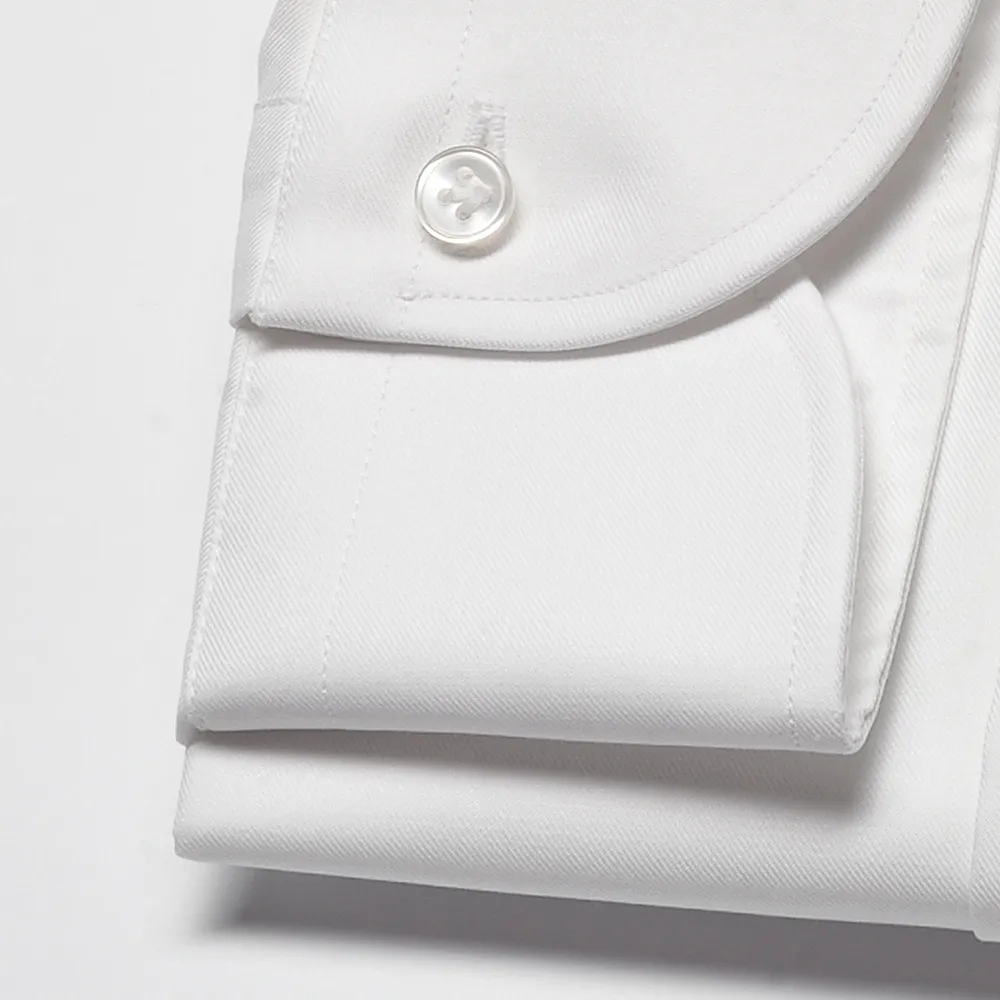 Extra Długa biała koszula taliowana z włoskim kołnierzykiem 39