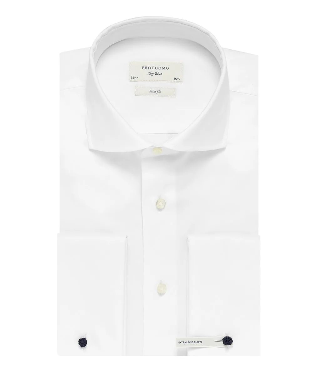 Extra Długa biała koszula taliowana (SLIM FIT) z mankietami na spinki 37