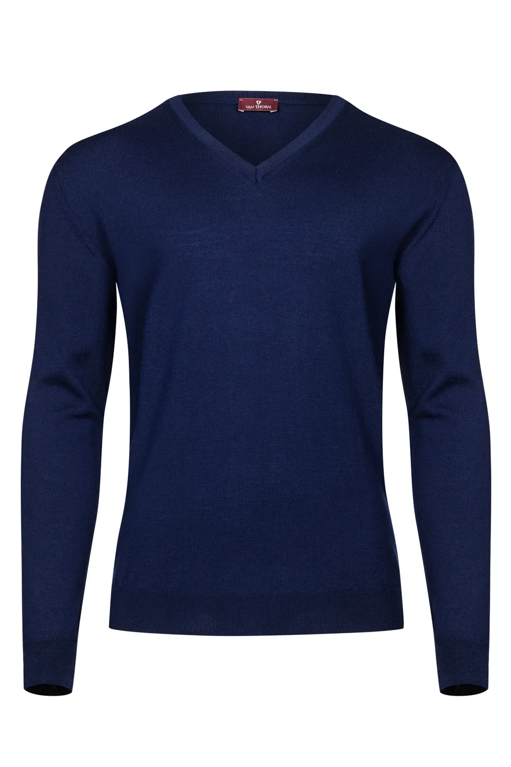 Niebieski sweter męski z wełny merino w serek XL