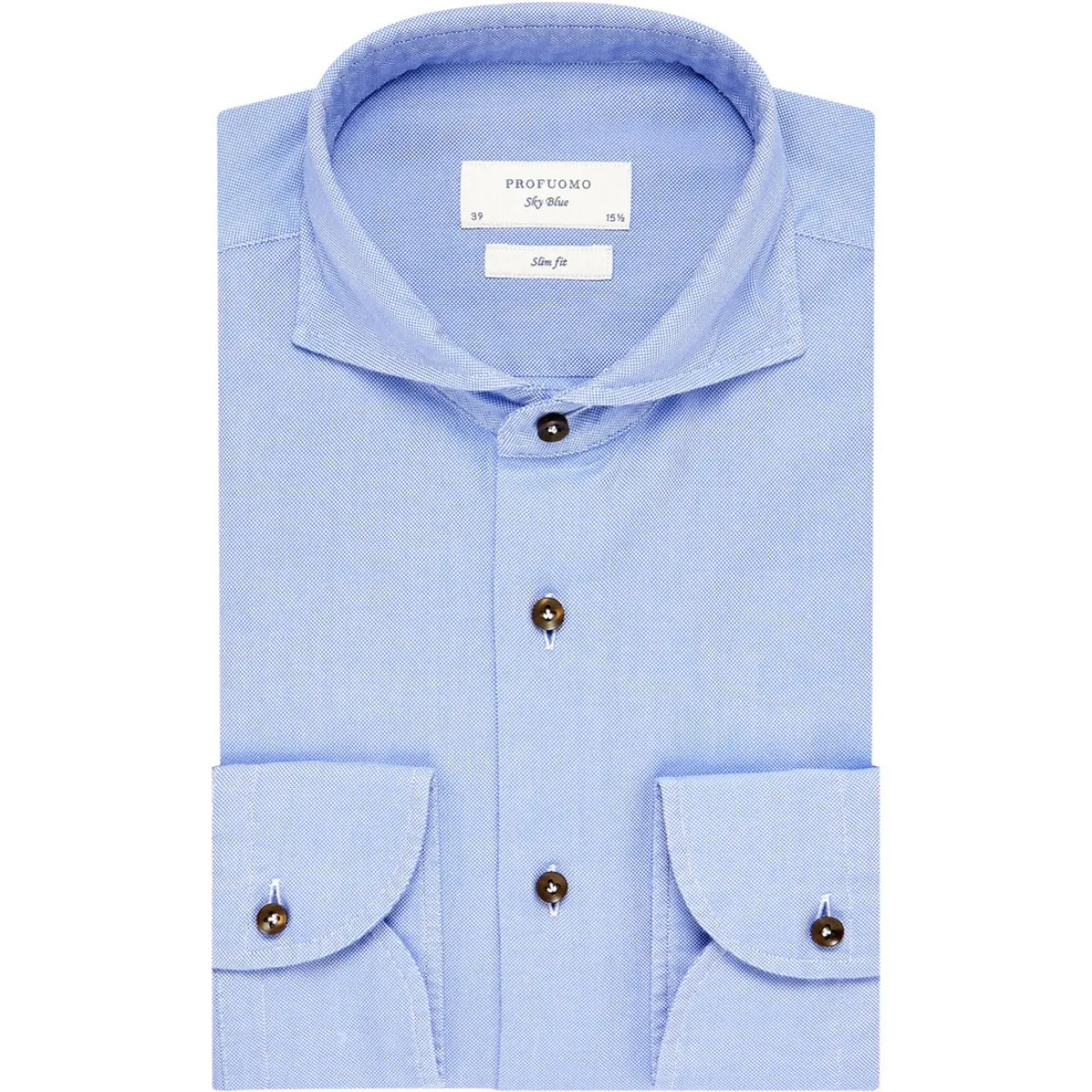 Niebieska koszula Profuomo Sky Blue z kołnierzem z jednego kawałka tkaniny 44