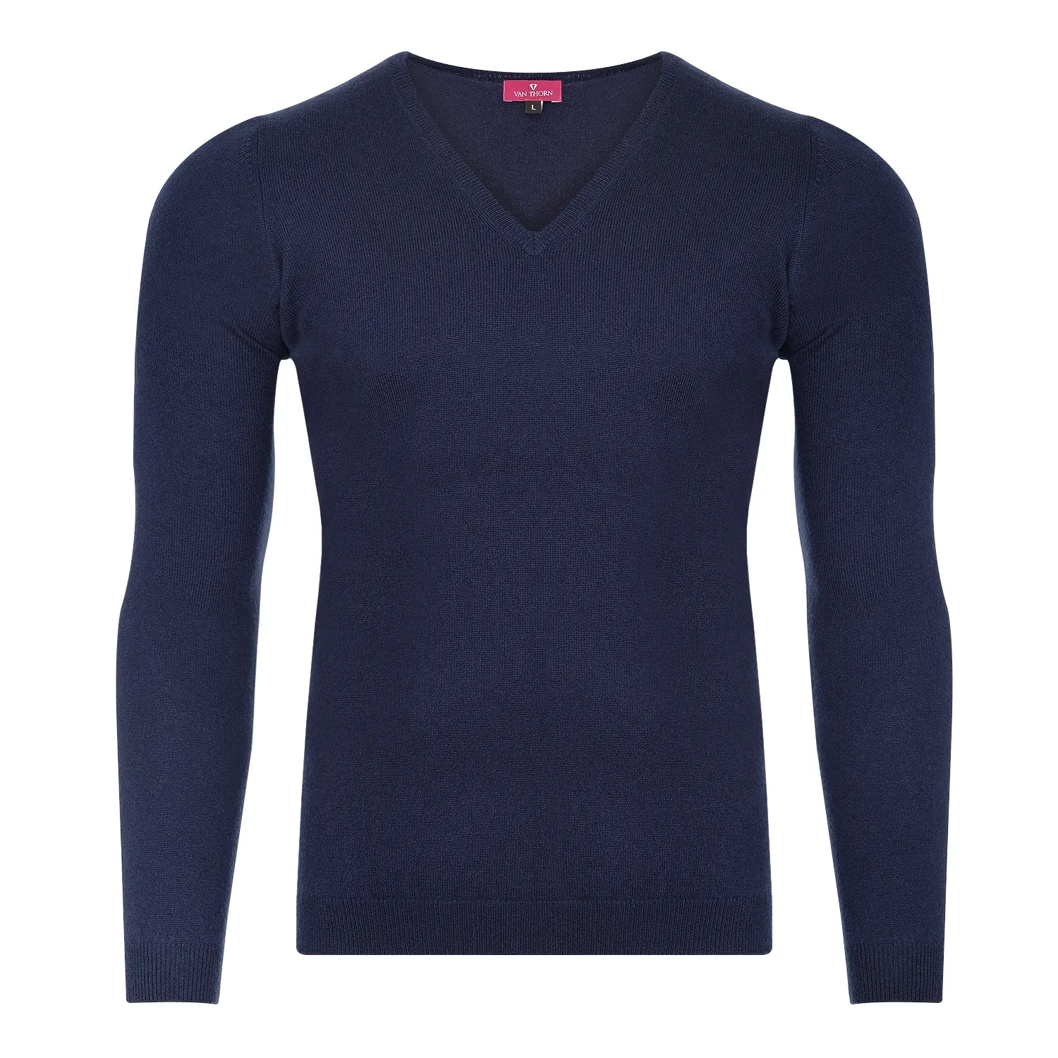 Granatowy sweter 100% kaszmir VAN THORN L