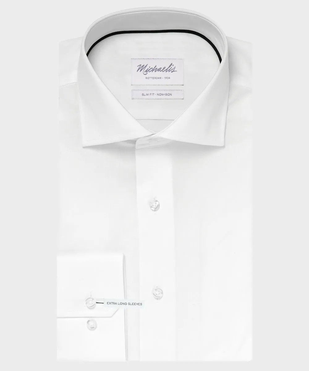 Extra długa biała koszula Michaelis z kołnierzem włoskim 42