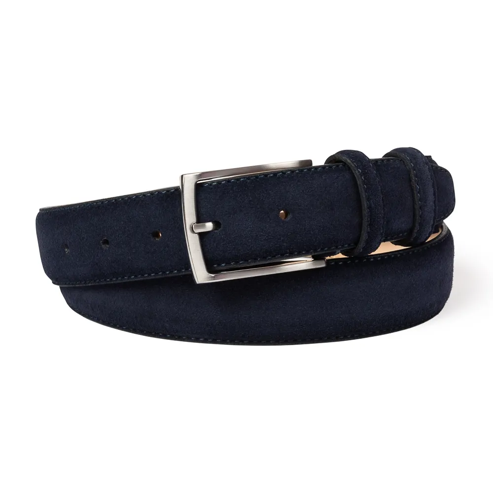 Elegancki granatowy pasek z nubuku Van Thorn 100