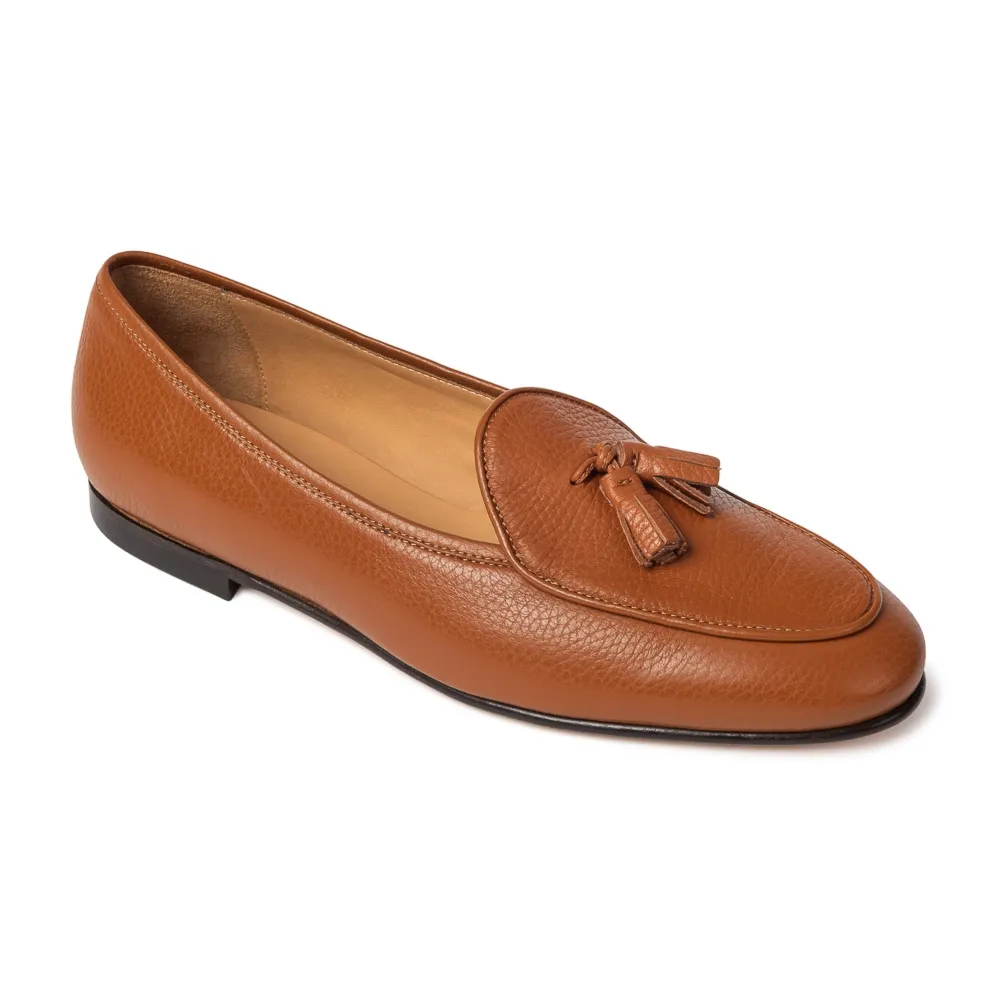 Koniakowe loafery z chwostem Tassel ze skóry jelenia 40