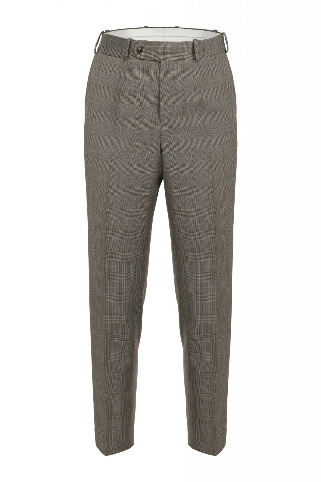 Beżowe eleganckie spodnie w kratę 46