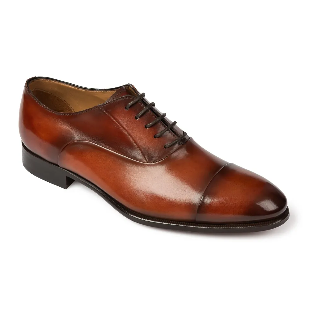 Eleganckie brązowe skórzane buty męskie typu Oxford 45