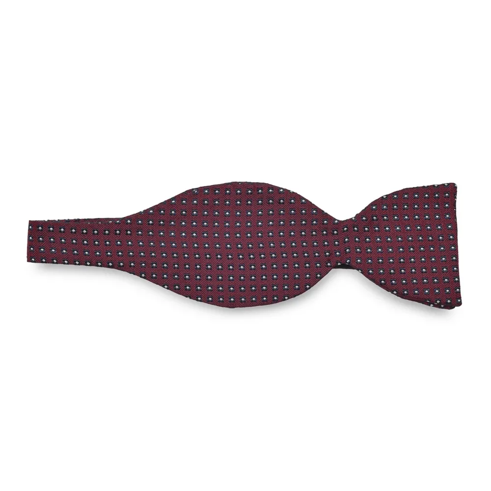 Elegancka bordowa mucha wiązana w granatowe kwadraciki VAN THORN