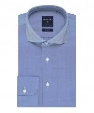 Niebieska koszula męska taliowana, SLIM FIT z bawełny two ply 42
