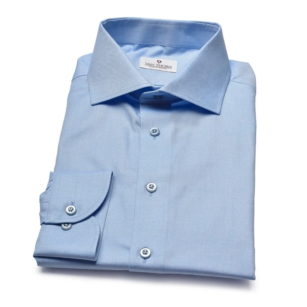 Błękitna koszula VAN THORN z tkaniny typu oksford z włoskim kołnierzykiem 47
