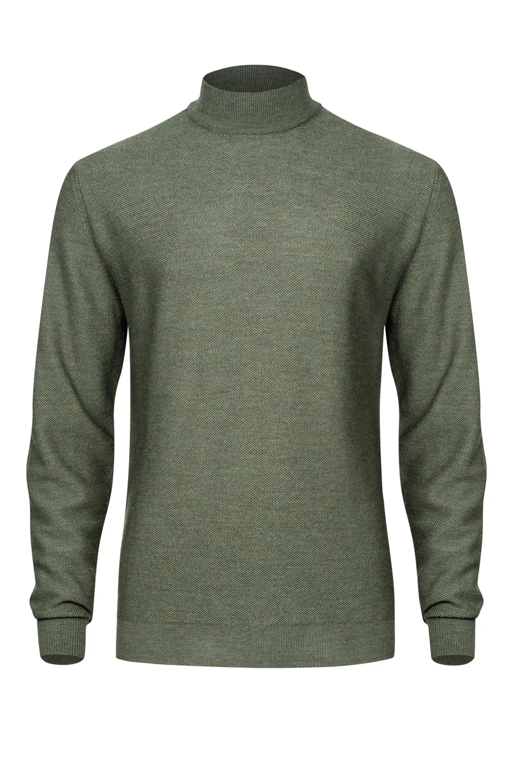 Męski półgolf z wełny merino oliwkowy XL