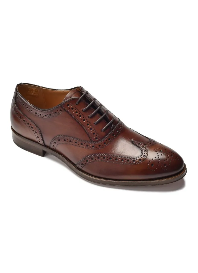 Eleganckie brązowe skórzane buty męskie typu brogue VAN THORN 440
