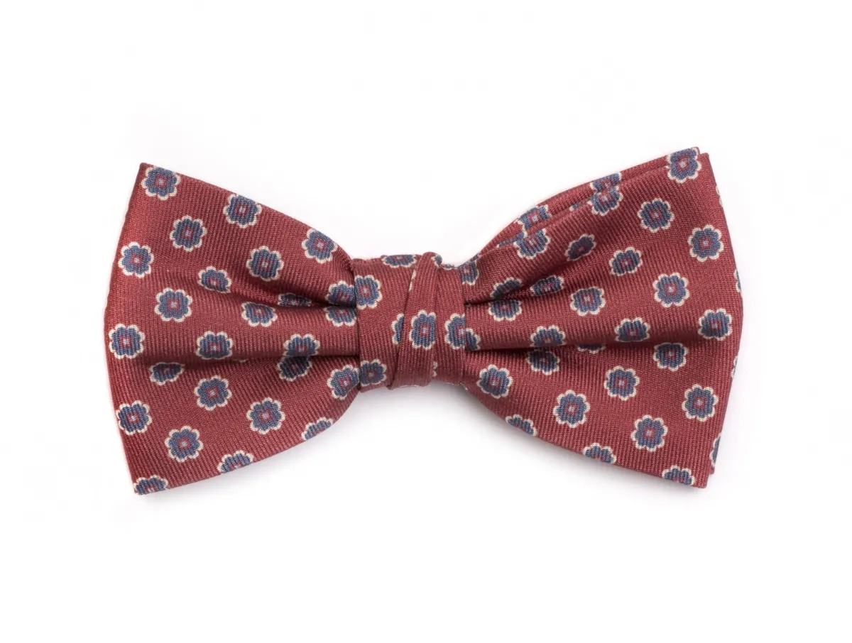 Czerwona mucha męska Profuomo w błękitne kwiaty