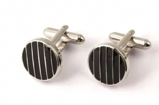 Eleganckie czarne spinki do mankietów okrągłe