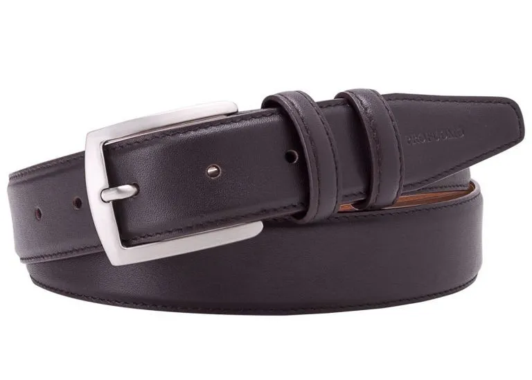 Elegancki ciemny brązowy skórzany pasek męski do spodni 100