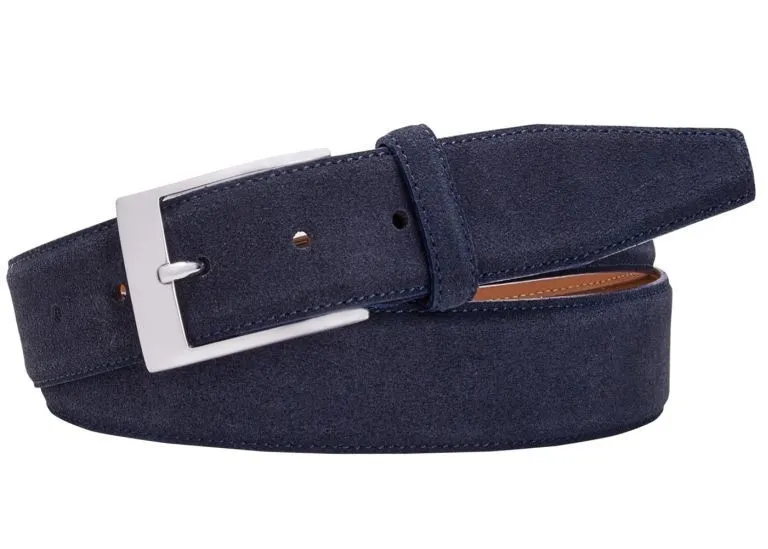 Elegancki pasek zamszowy męski 3,5cm granatowy 85