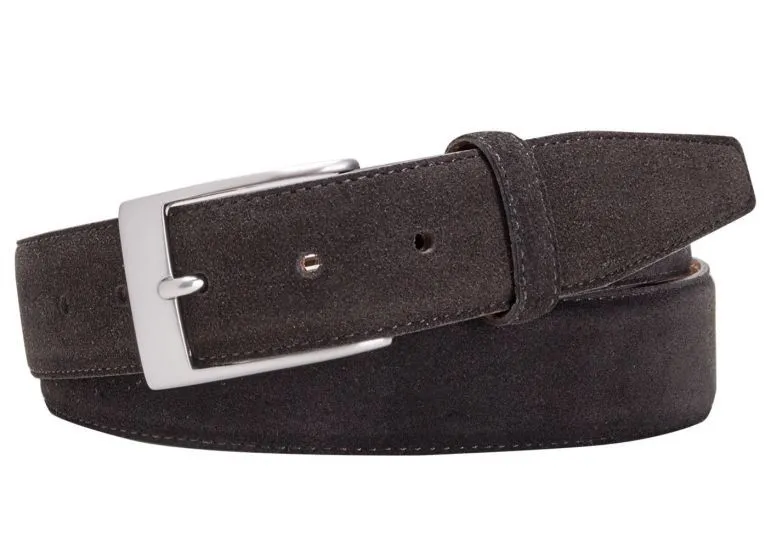 Elegancki pasek zamszowy męski 3,5cm brązowy 95