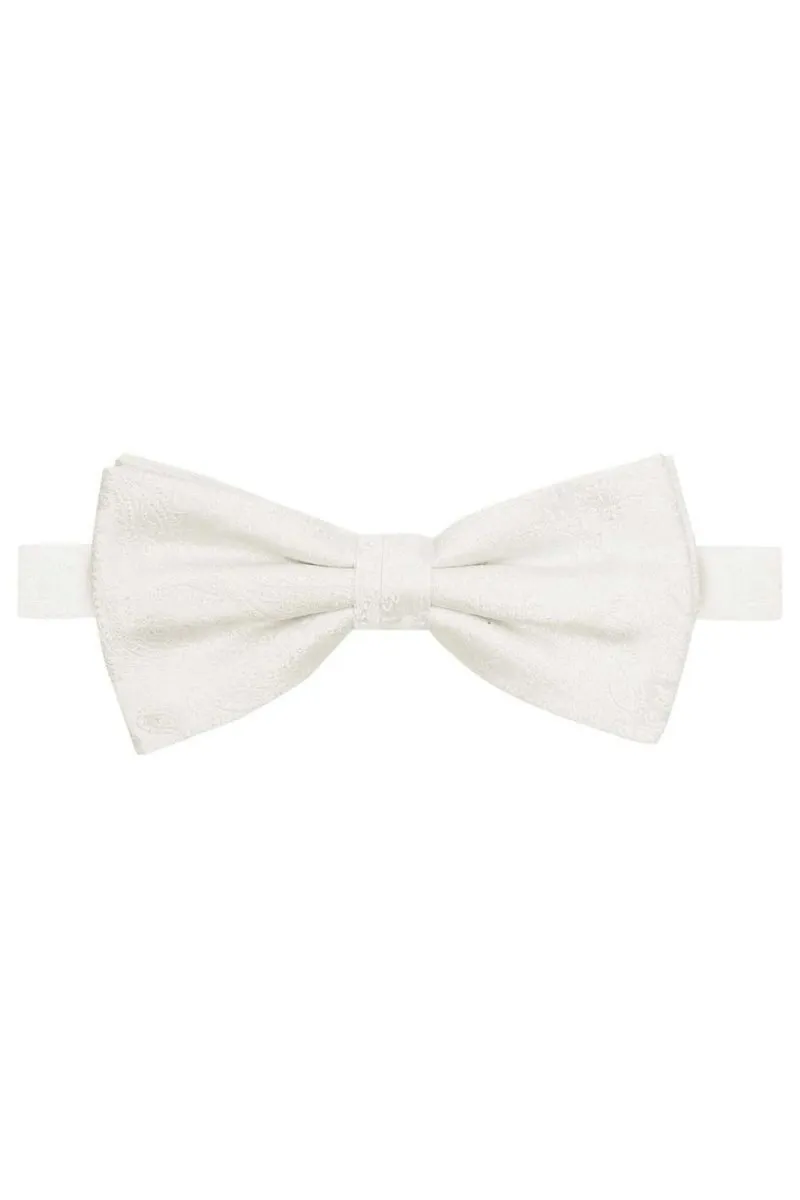 Biała mucha męska Profuomo w delikatny wzór paisley