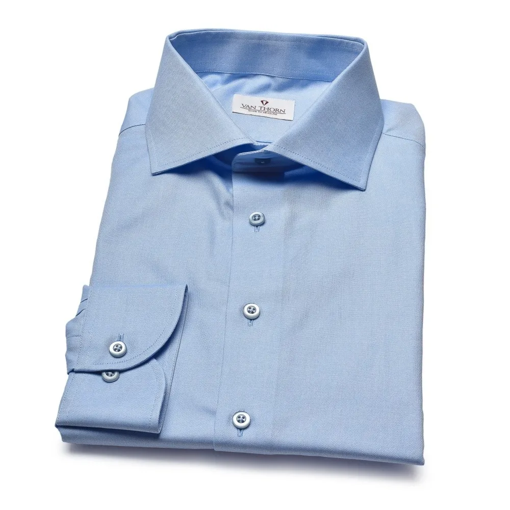 Błękitna koszula VAN THORN z tkaniny typu oksford z włoskim kołnierzykiem 48