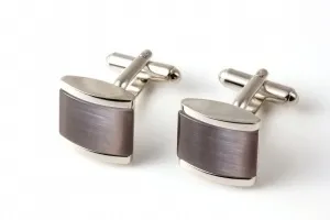 Spinki do mankietów kwadratowe szare "Kocie Oko"