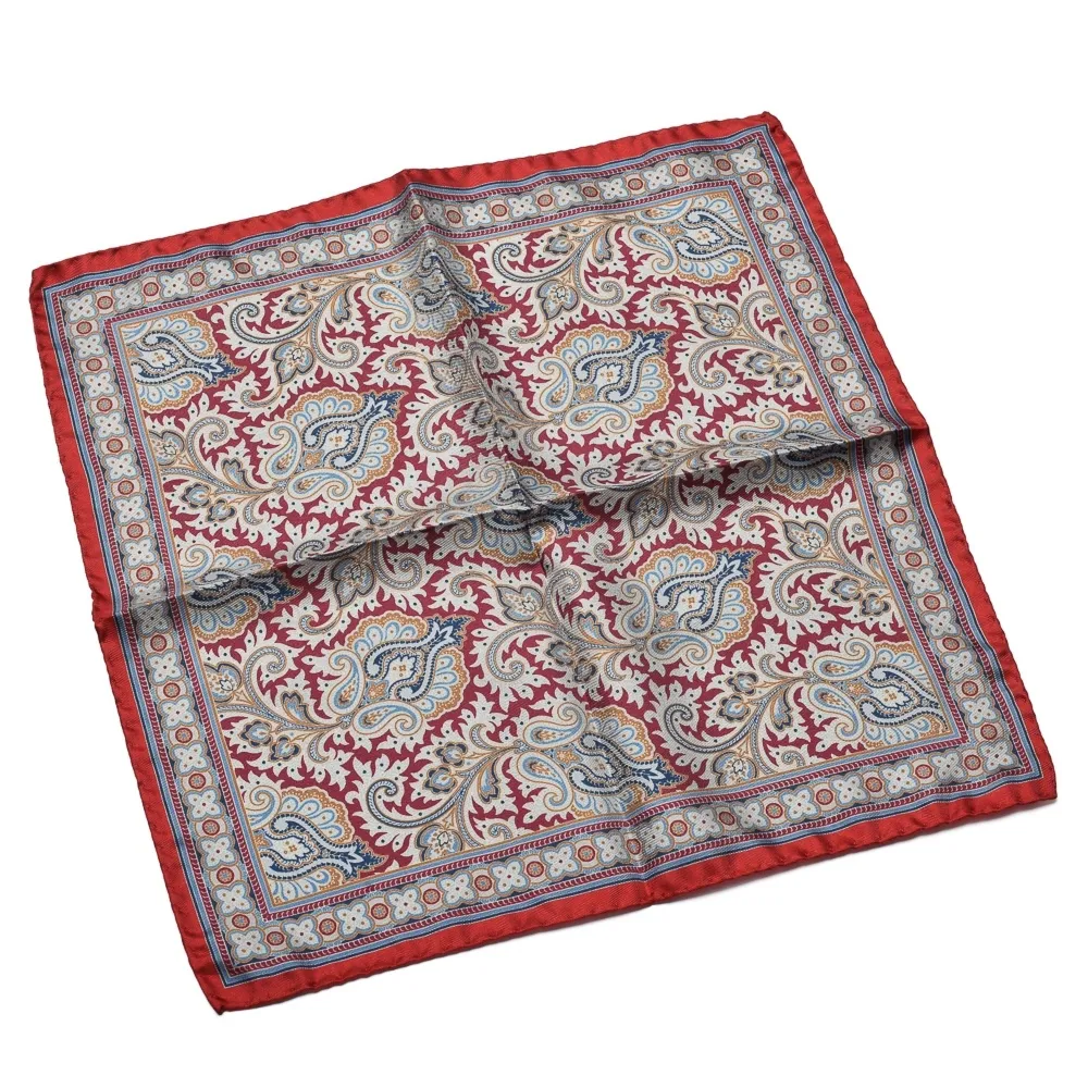 Jedwabna bordowa poszetka we wzór turecki