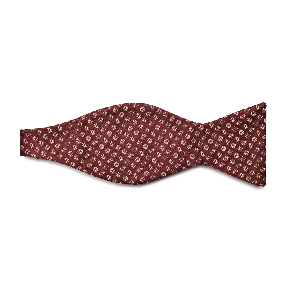 Elegancka bordowa mucha wiązana w złoty wzór VAN THORN