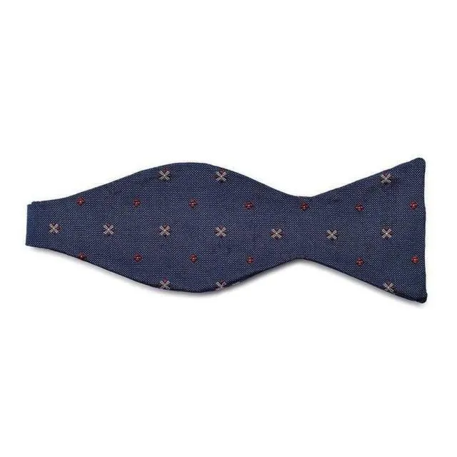 Granatowa jedwabna wiązana mucha VAN THORN w kwiatki