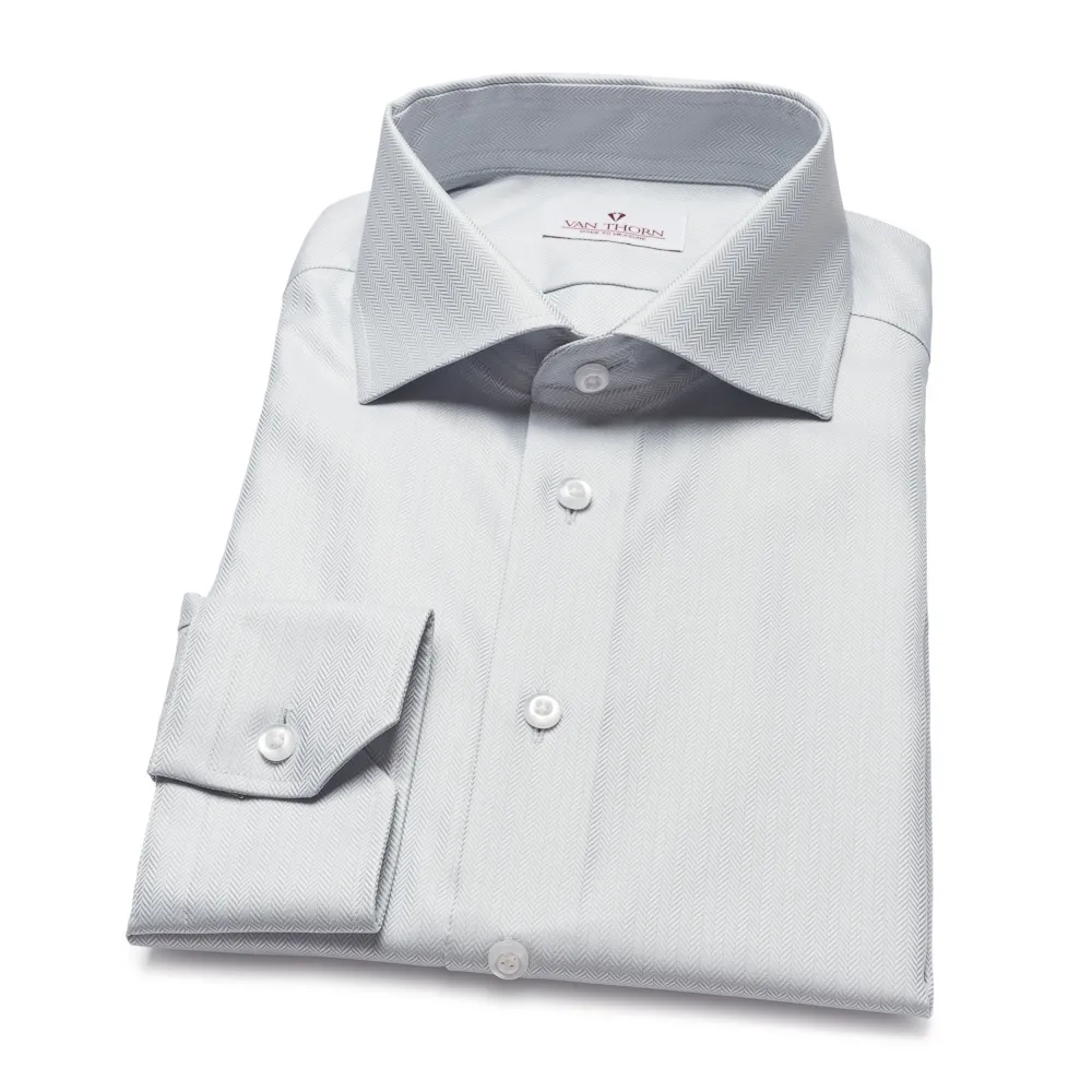 Koszula męska VAN THORN szara jodełka szyta na zamówienie 45