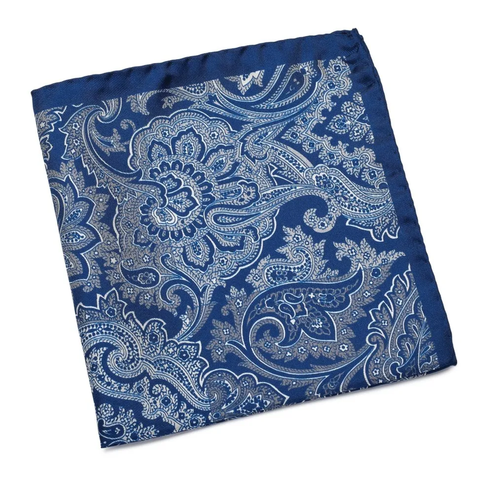 Granatowa jedwabna poszetka we wzór paisley