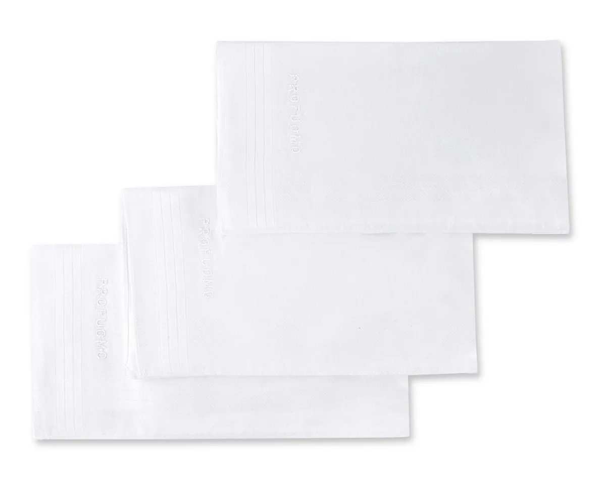 Eleganckie chusteczki męskie bawełniane białe 3szt