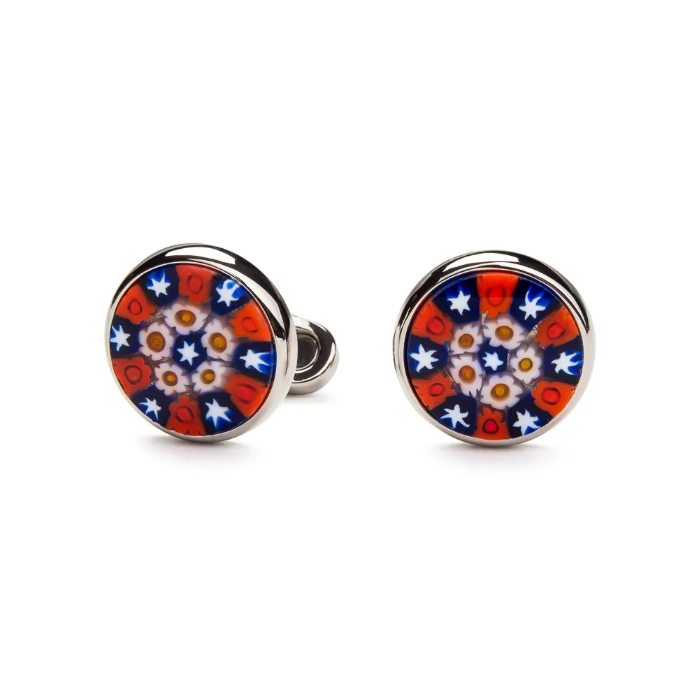 Spinki do mankietów czerwona mozaika - szkło Murano