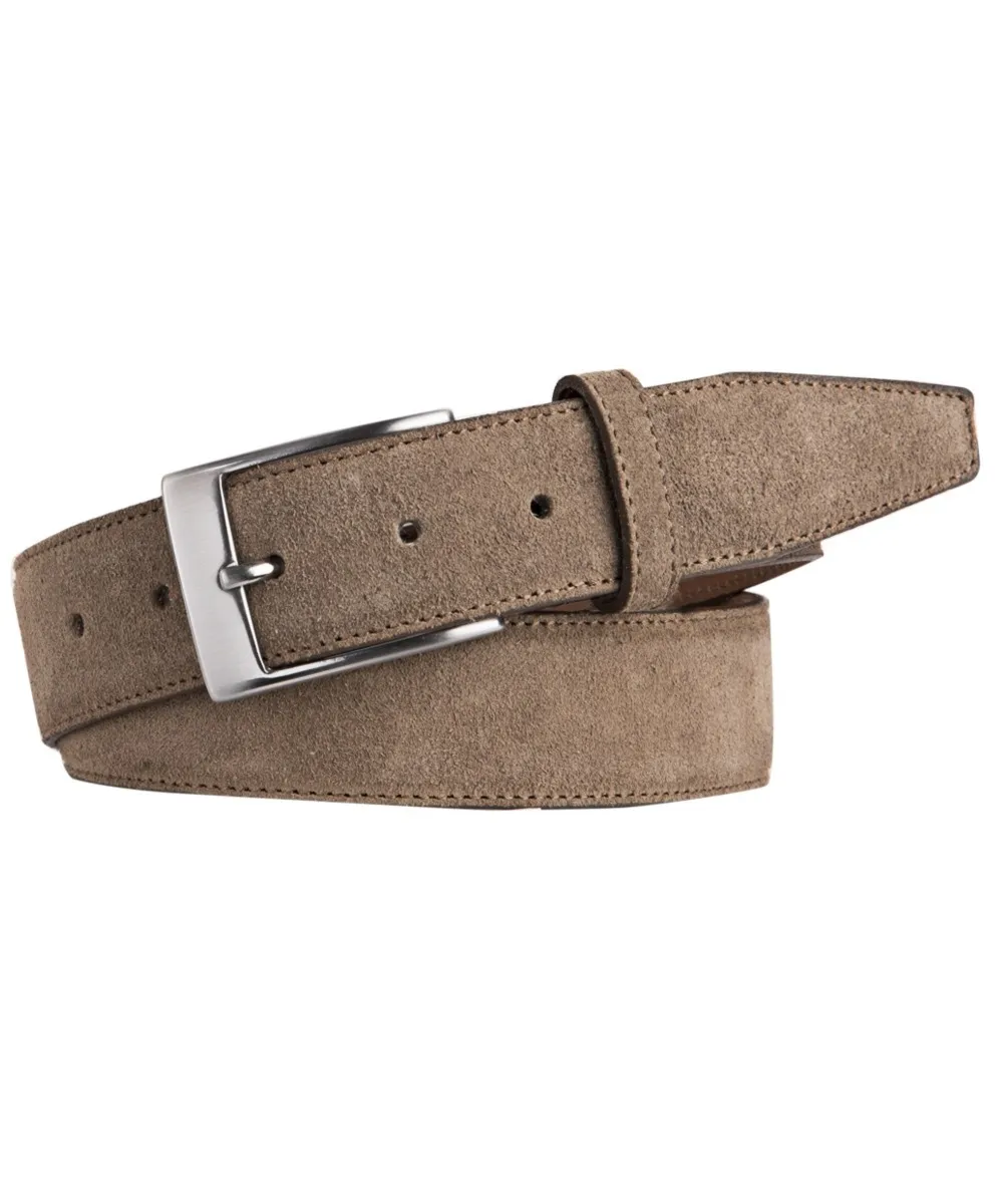 Elegancki szarobeżowy pasek zamszowy męski 95