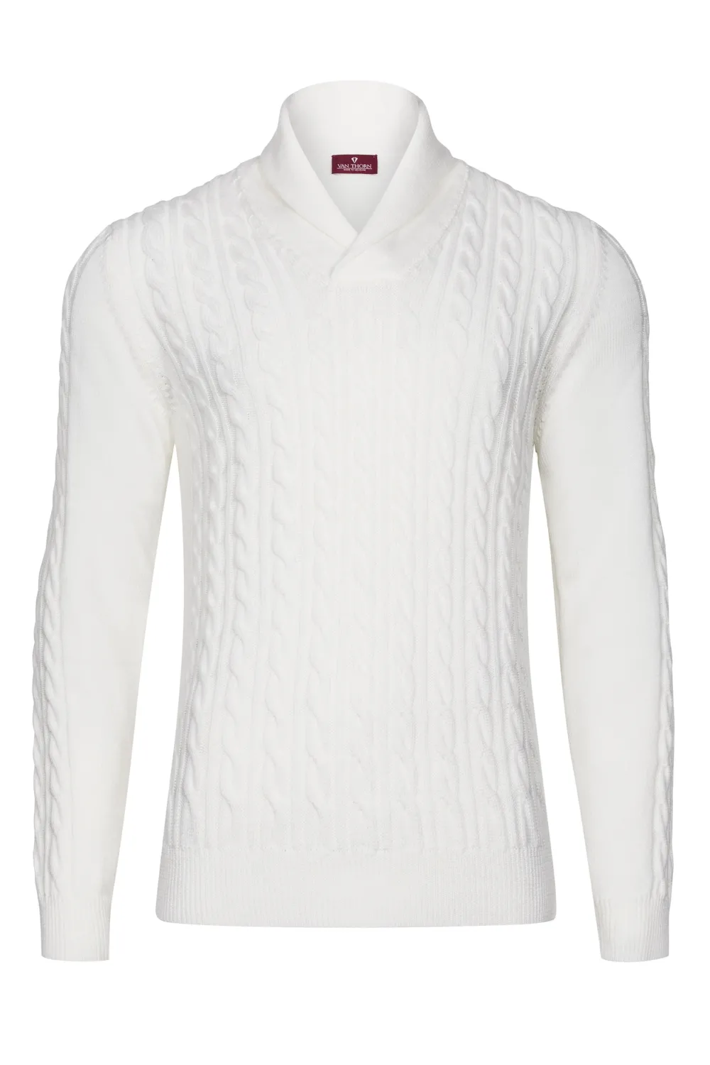 Męski sweter z wełny merynos w kolorze off white 4XL