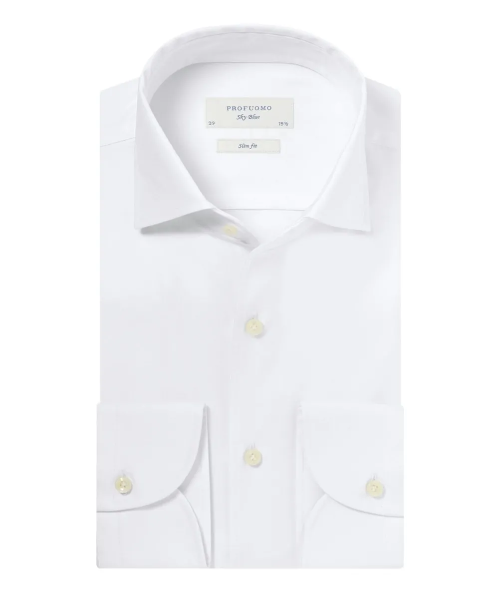 Elegancka biała koszula męska Profuomo SLIM FIT z kołnierzem z jednego kawałka tkaniny 39