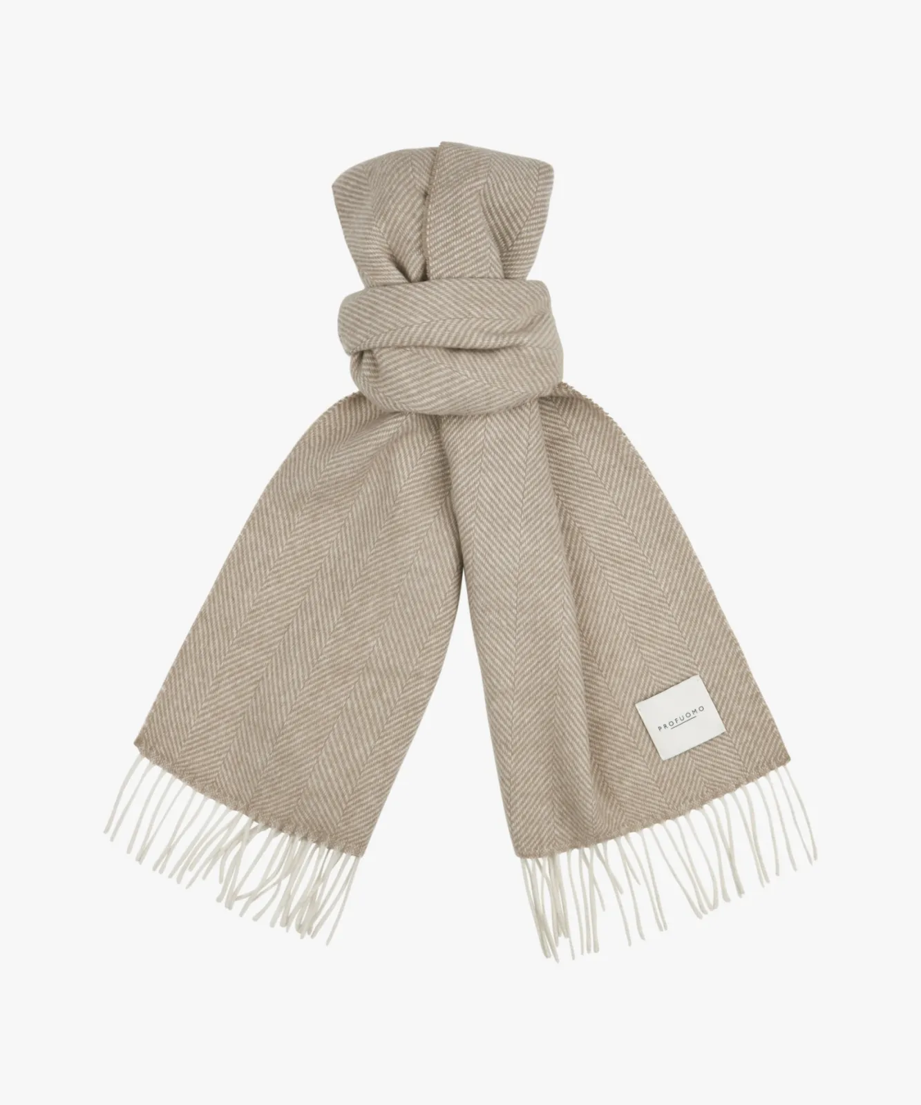 Ecrue (Taupe) ciepły szal z jagnięcej wełny Profuomo