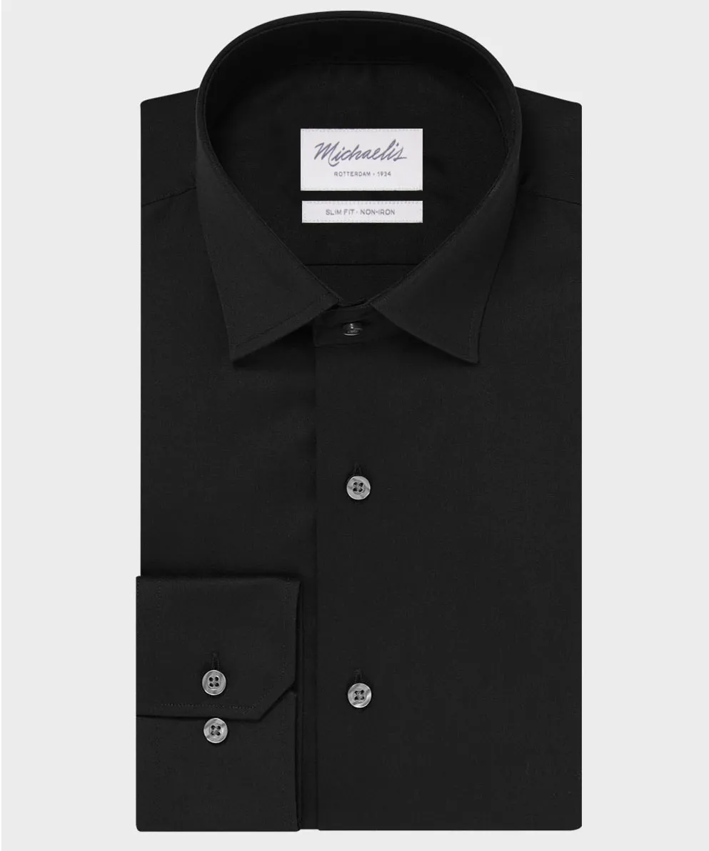 Elegancka czarna koszula Michaelis z kołnierzem klasycznym 43