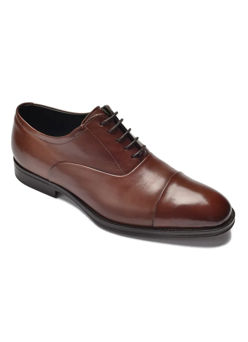 Eleganckie brązowe skórzane buty męskie typu Oxford 45,5
