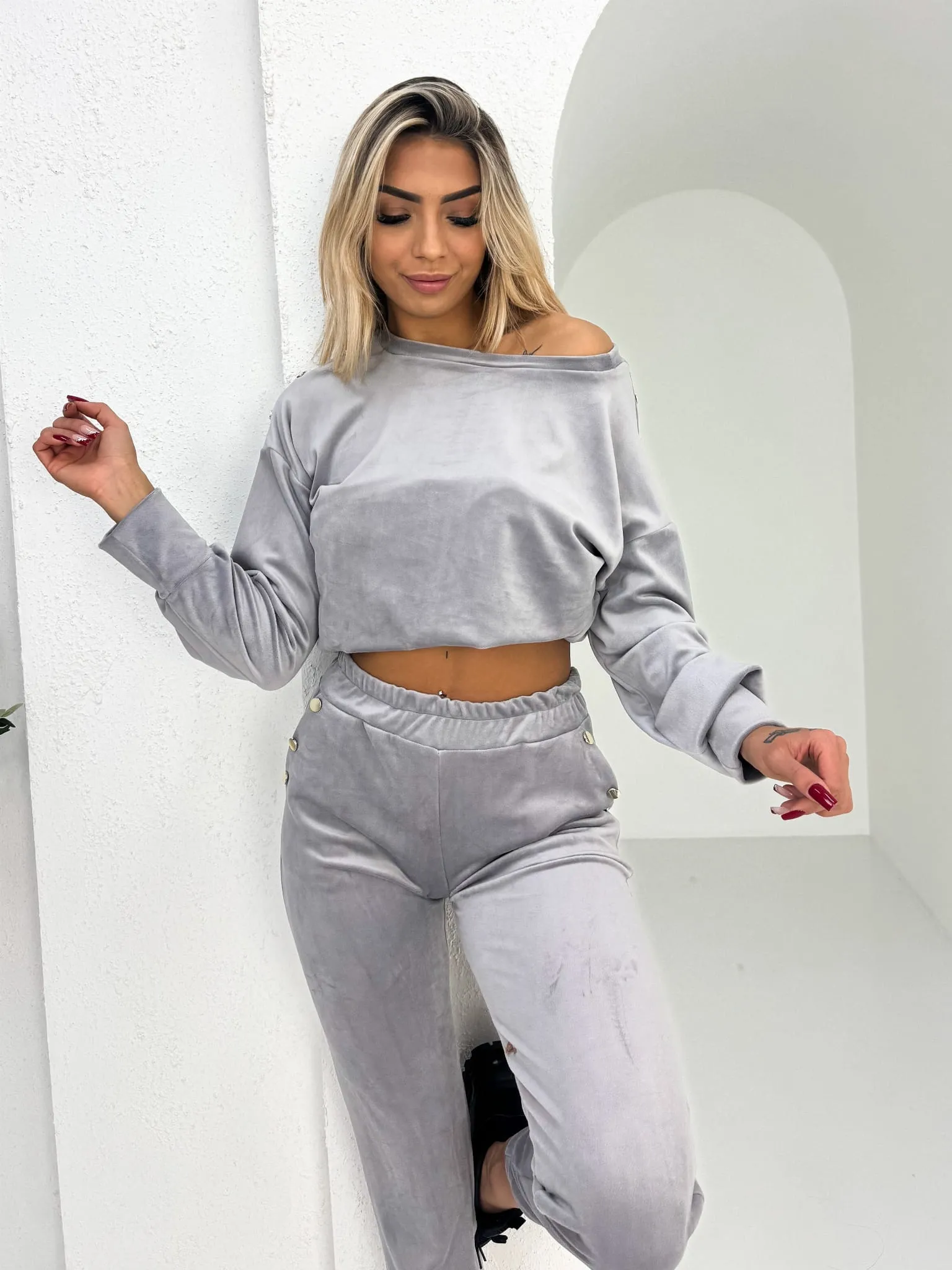 Komplet dresowy z napami szary Umbrella W9