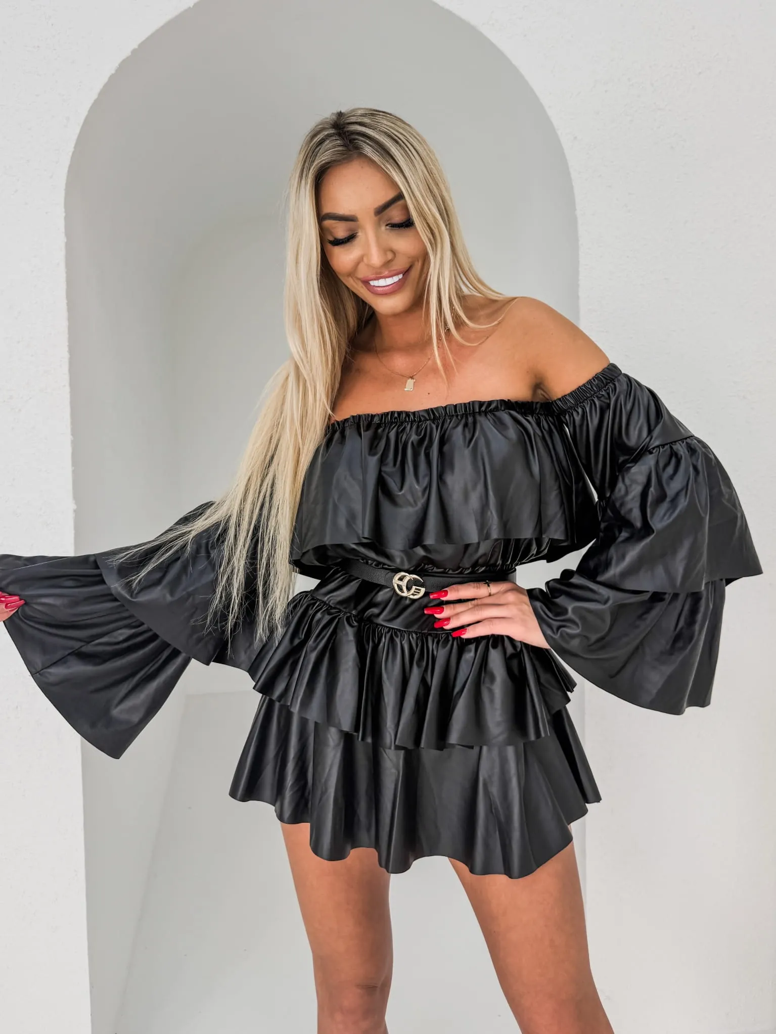 Kombinezon hiszpanka czarny skórzany Crystal W14