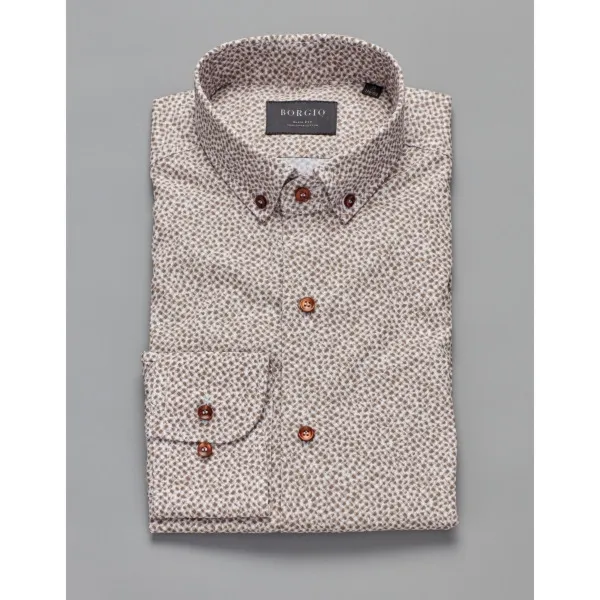 koszula calimera 00217 długi rękaw classic fit brąz