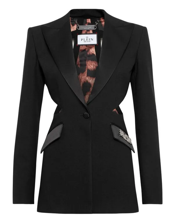 ELEGANCKA MARYNARKA Z WYCIĘCIAMI I LOGO