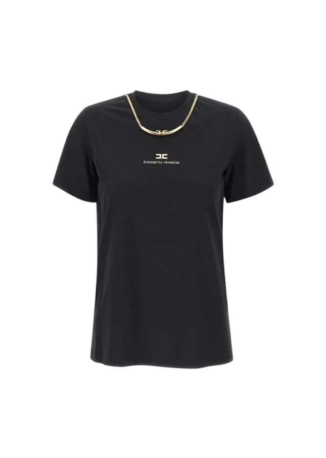 TSHIRT Z OZDOBNYM ŁAŃCUSZKIEM I LOGO