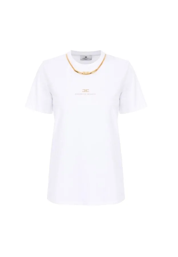 TSHIRT Z OZDOBNYM ŁAŃCUSZKIEM I LOGO